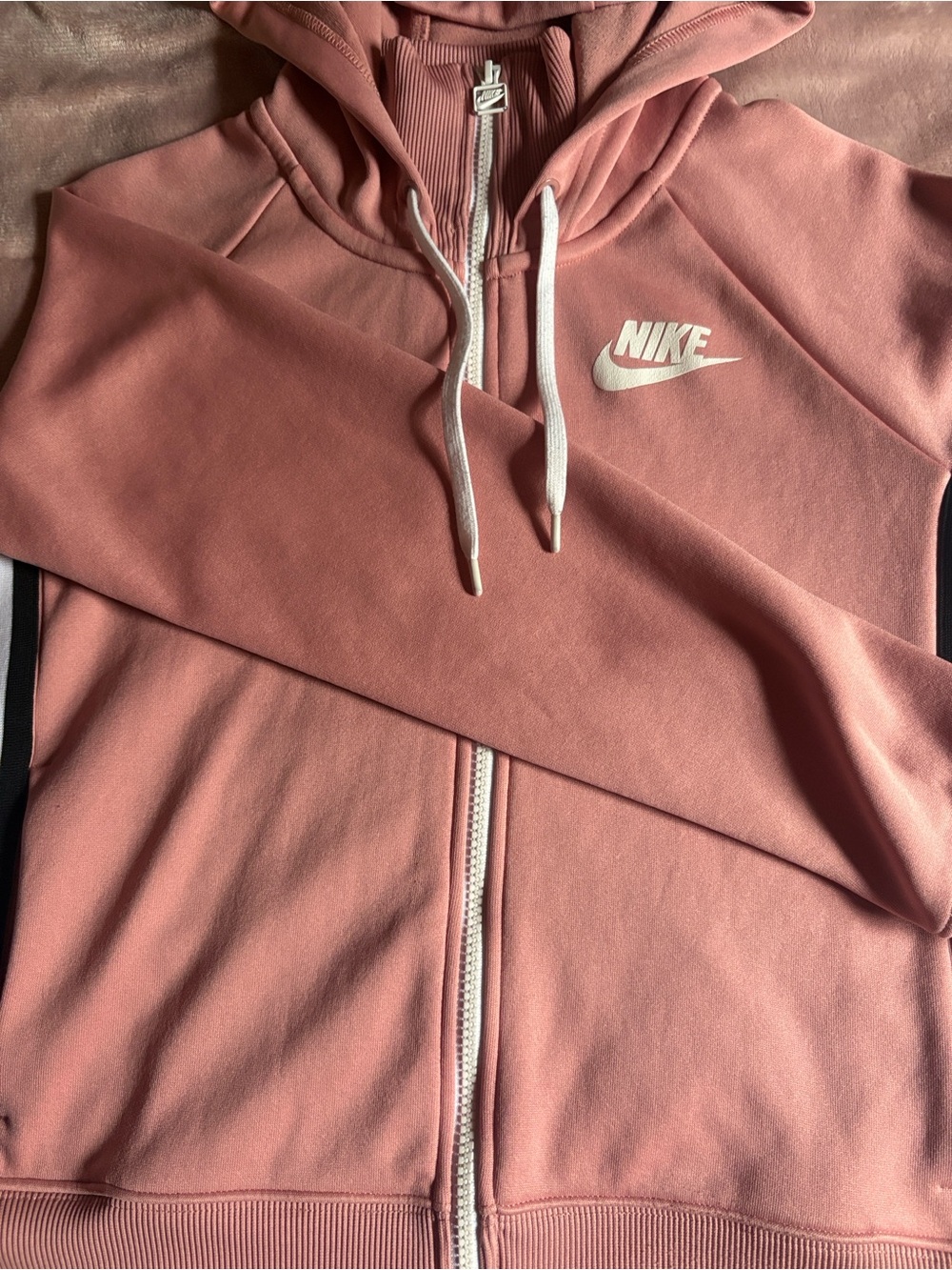 Nike Dusty Pink Full-Zip Hoodie with White Logo